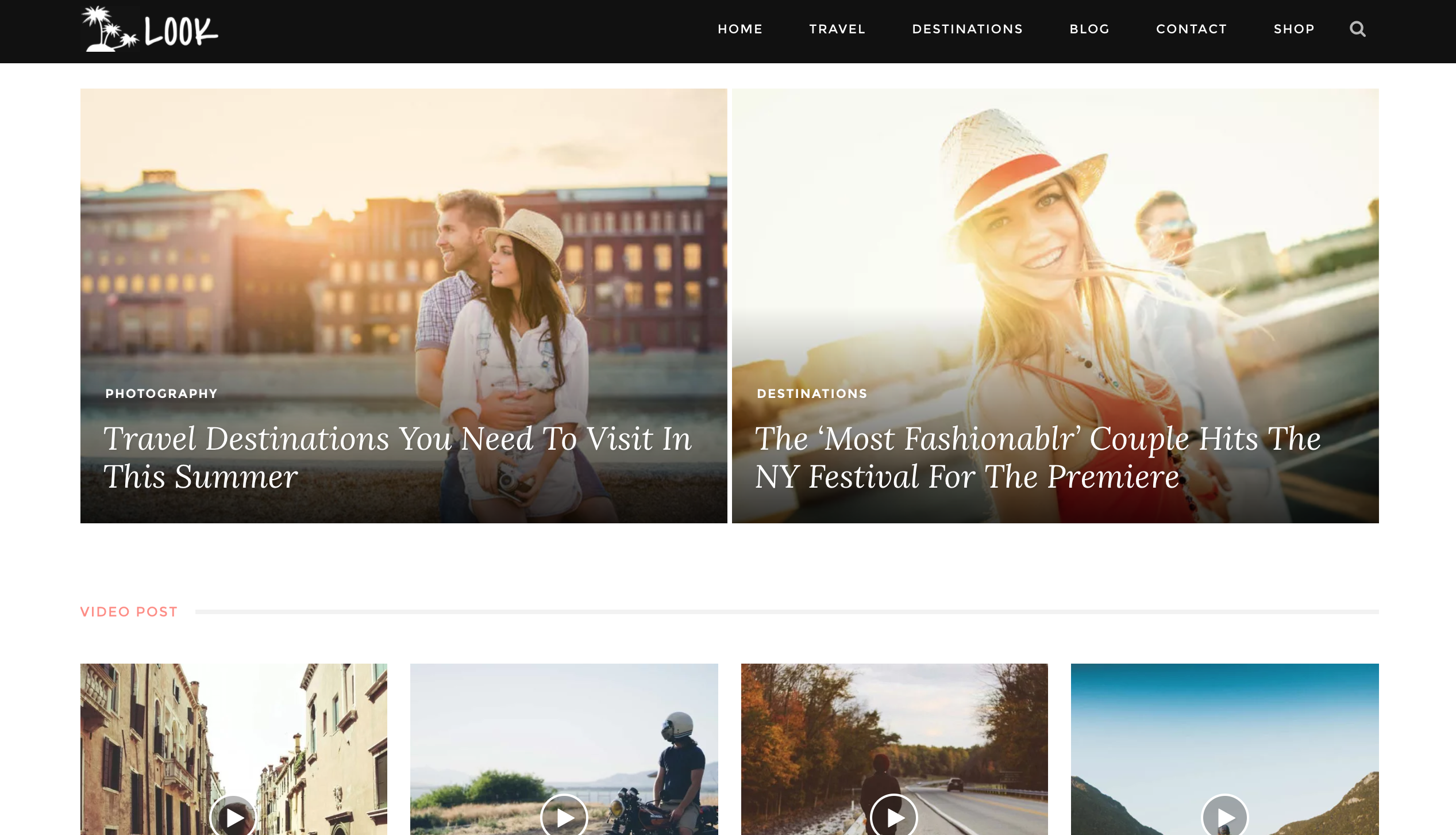 Look WordPress Theme with the travel theme setting applied.