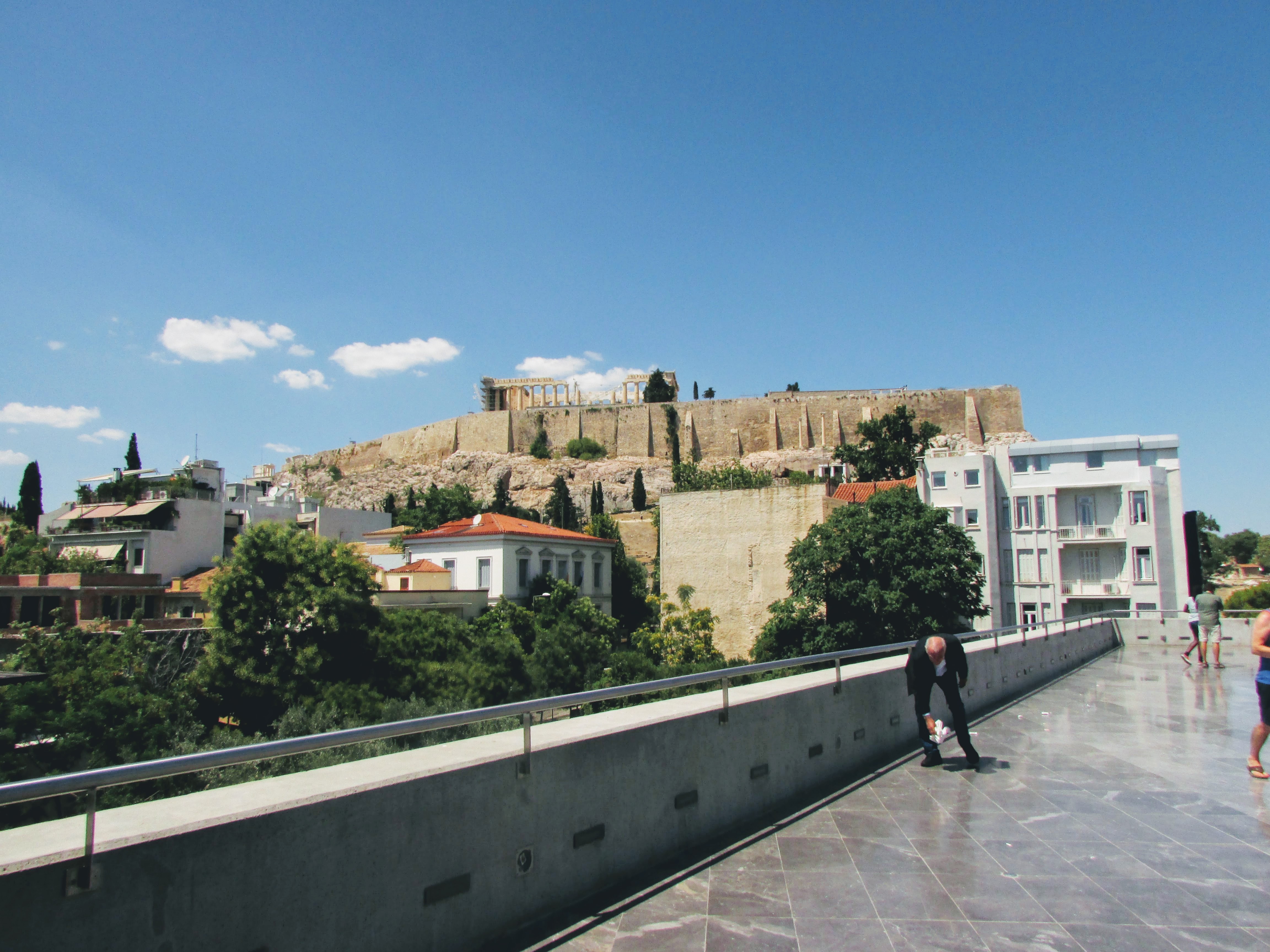 View of the Acropolis hill from the New Acropolis Museum cafe