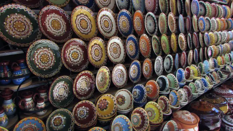 Bulgarian Troyan Pottery for sale outside Bachkovo Monastery