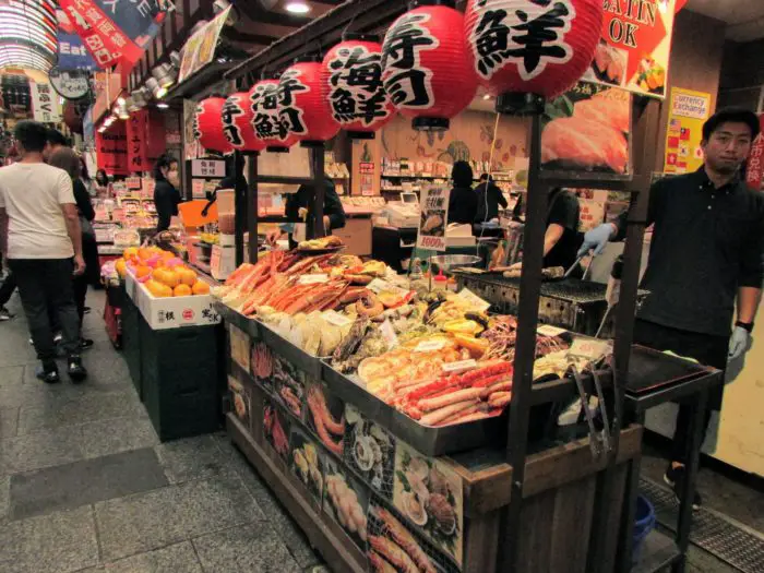 Kuromon market seafood stand